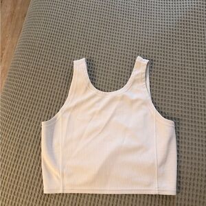 Lululemon Athletica White Softstreme Ribbed Crop Top